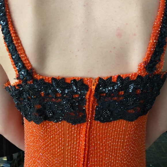 Custom made flapper style dress for a musical. in orange and black. - Picture 3 of 8